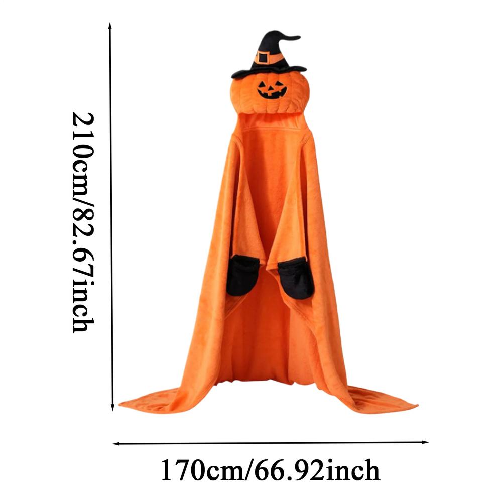 

Wearable Blanket With Hood 82.6 X 66.9 Inch Plush Cozy Cloak Halloween Throw Blanket For Sofa Day Home Couch Decoration Men помаранчевий