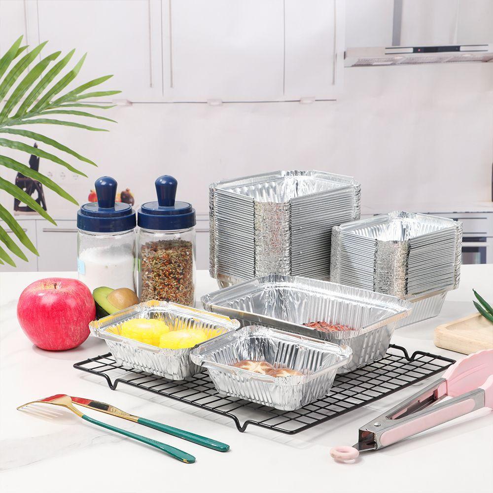 10 Stück Aluminiumfolie Rechteckige Zinnfolie Schale Antihaft Air Fryer Papier Kochen Erhitzen Aufbewahren