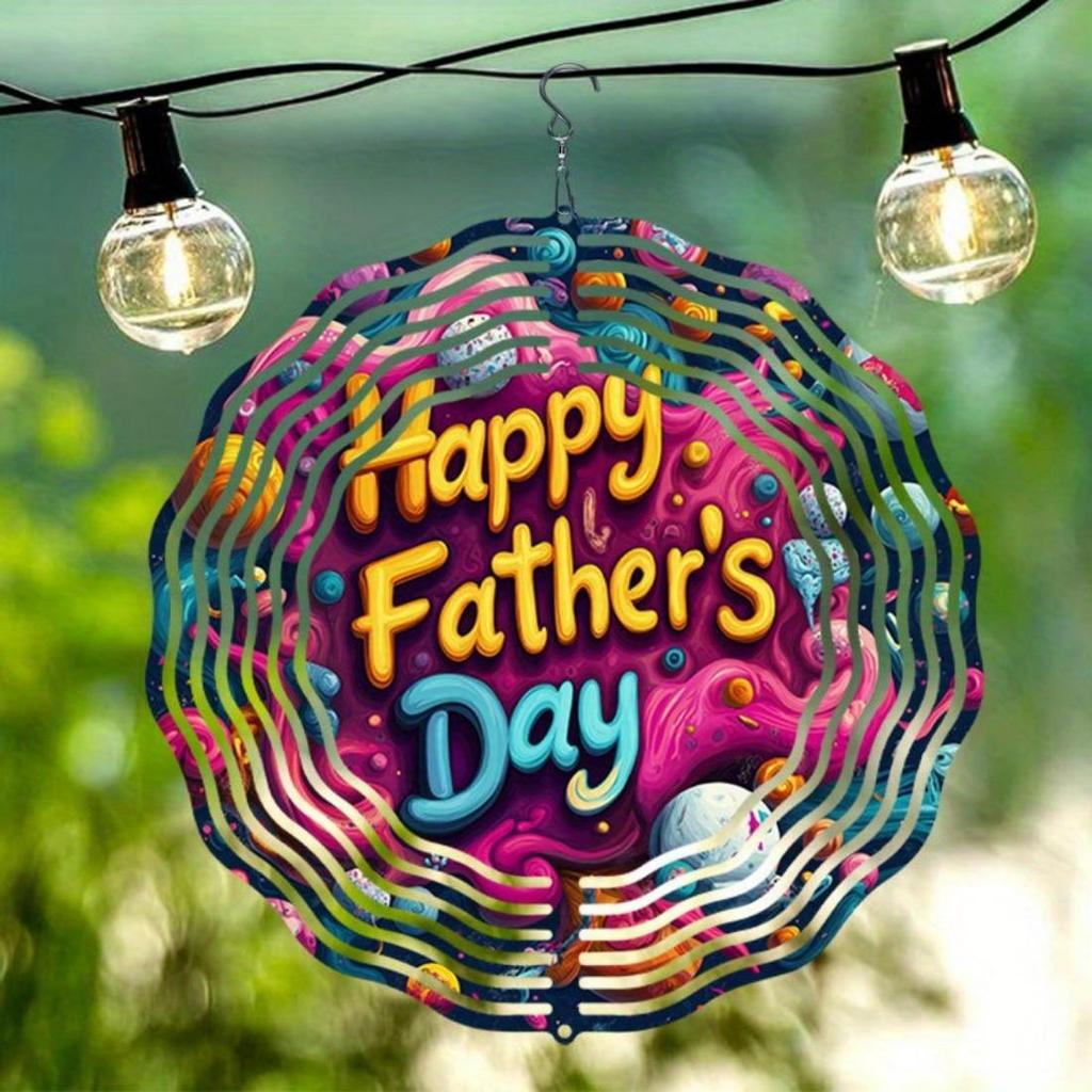 1 Stück Mandala-Windspiel mit Vatertagsthema - Hängende Metalldekoration mit lebhaften Farben, Ganzjahres-Garten- und Innendekoration