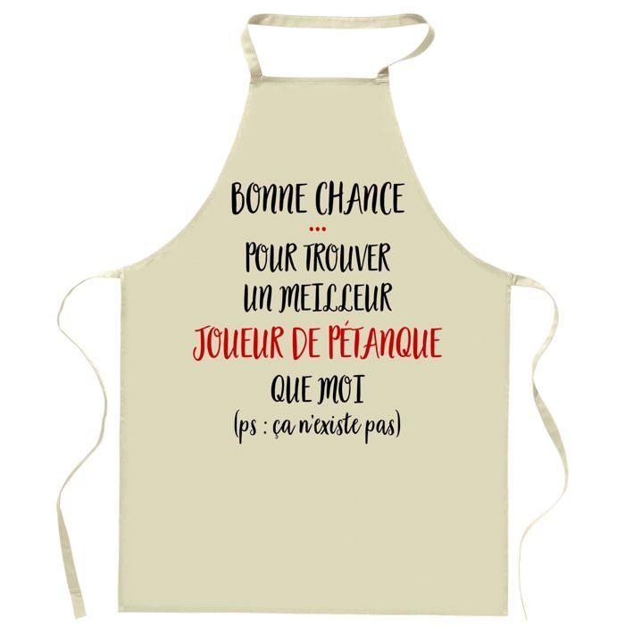 Tablier de cuisine - Joueur de Pétanque «Ca n'existe pas» - Coton épais - Impression France DTG - Liens ajustables