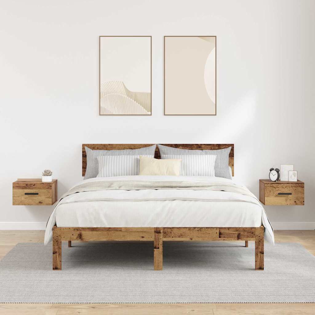 Nightstand Set of 2 Reclaimed Wood Look 35 x 35 x 20 cm Engineered Wood