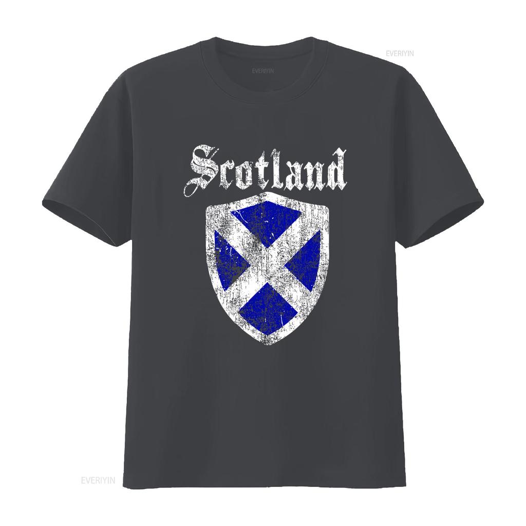 Vintage Scotland Scottish Flag Shield Design T Shirt Top for Rugby Enthusiasts vintage Washed homme Versatile designer clothes