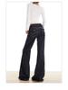 Retro Anti-Fade Denim Blue Low-Rise Micro-Flare Jeans with Irregular Design