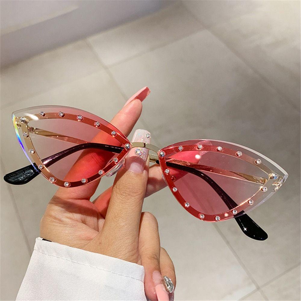 Multicolor Cat Eye Sunglasses Gradient Rhinestones Eyewear Party Sun Glasses  for Women & Men