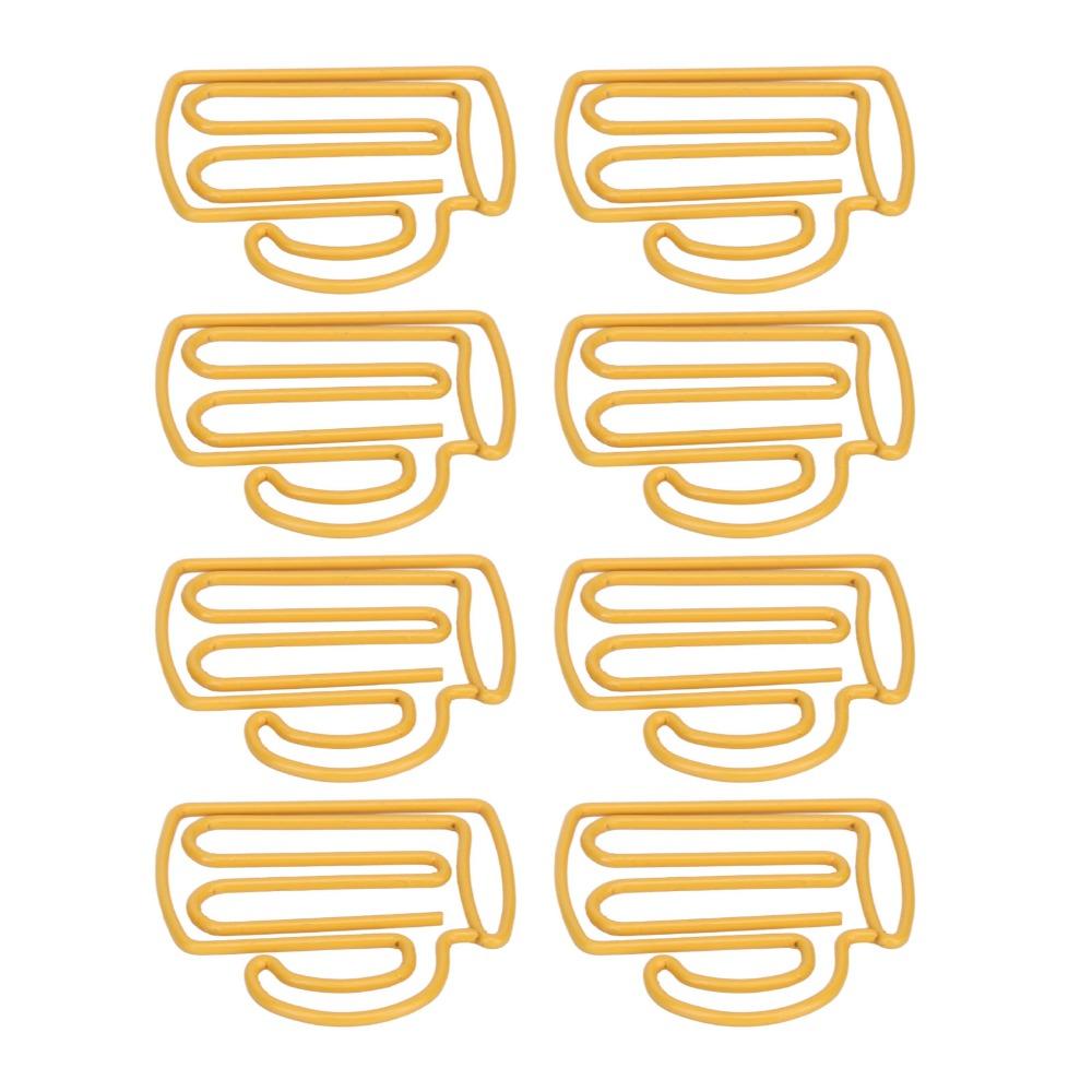 100 Peças Clips de Papel Amarelos Fofos Formato de Copo Pequenos Clips de Papel Clips de Papel Legais Material de Escritório
