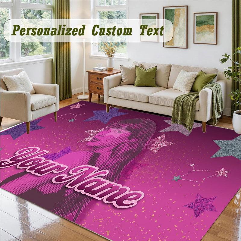 Crystal Velvet Square Rug Custom NameTaylor Swift Pattern Non Slip Home Floor Decor Rug