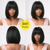 Short Black Synthetic Wigs with Bangs Straight Bob Hairstyle Cosplay/Lolita/Daily Wear Heat Resisitant Hair Wigs for Women Afro