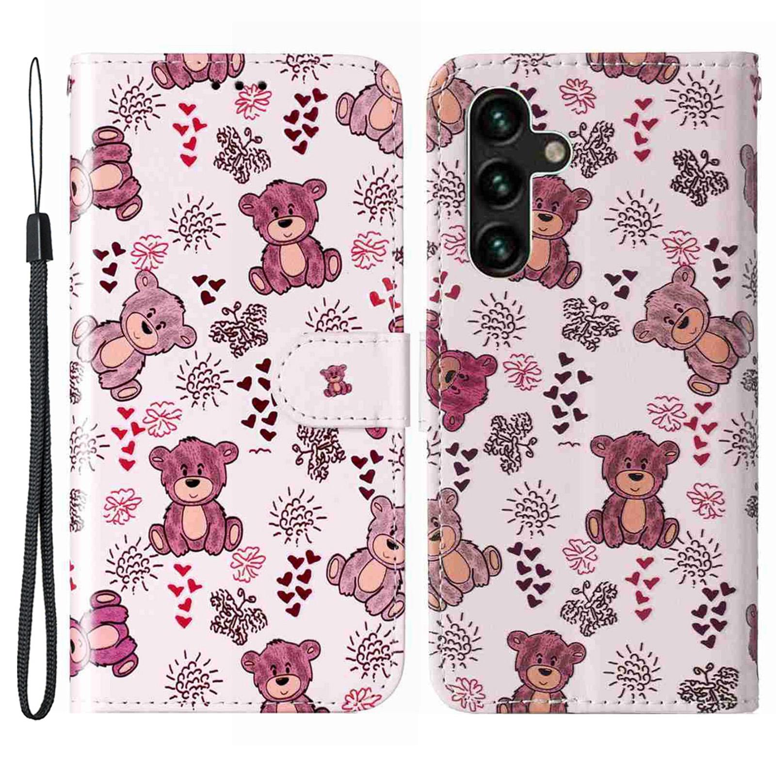 

Чехол для Samsung Galaxy S25 FE с рисунком, кожаный кошелек, чехол для телефона с ремешком Bear