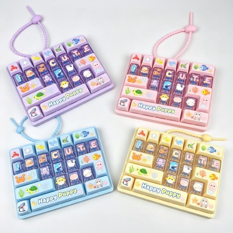 Creative 26 Keys Keyboard Stress Relief Toy Cute Cartoon Fidget Keychain Backpack Pendant for All Ages