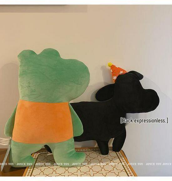 Quirky Black Dog Pillow, Cute Frog Plush, Yellow Duck Cushion for Sofa, Women’s Niche Doll Toy.