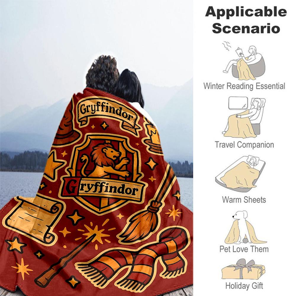 1pc Gryffindor Wizard Magic Outdoor Flannel Throw Blanket All Season Soft Warmth,Home Decor 1031166