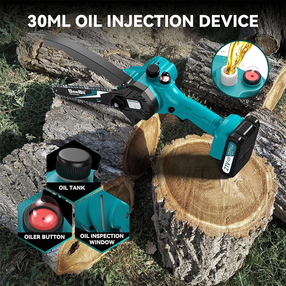 Seesii 6‘’ Cordless Electric Chainsaw Rechargeable Chain saw Woodworking Garden Pruning Saw Handheld for Makita 18V Battery pin