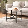 Tea Table - vidaXL - 70 Cm - Black and Transparent - Tempered Glass - Contemporary Design