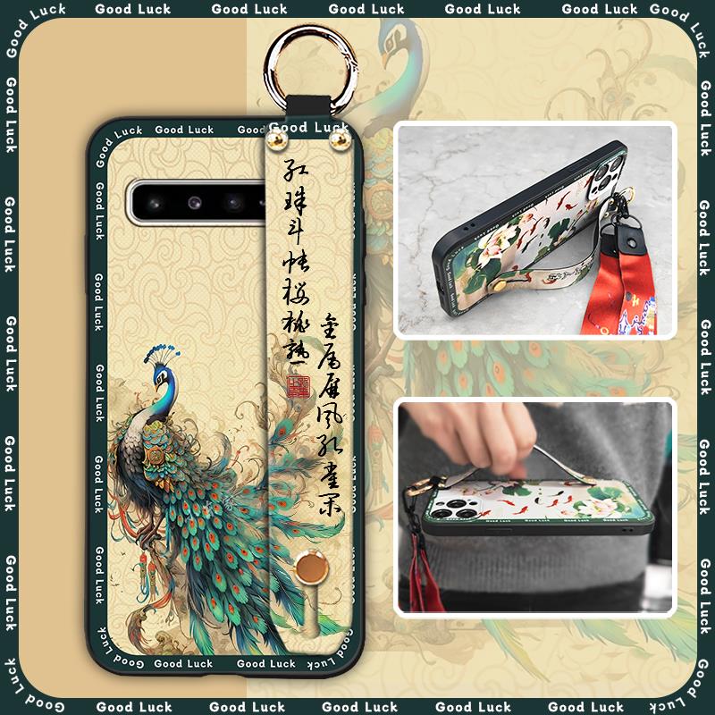 Silicone Chinese style Phone Case For Samsung Galaxy S10 5G/SM-G977N Waterproof Back Cover Lanyard Soft case Durable