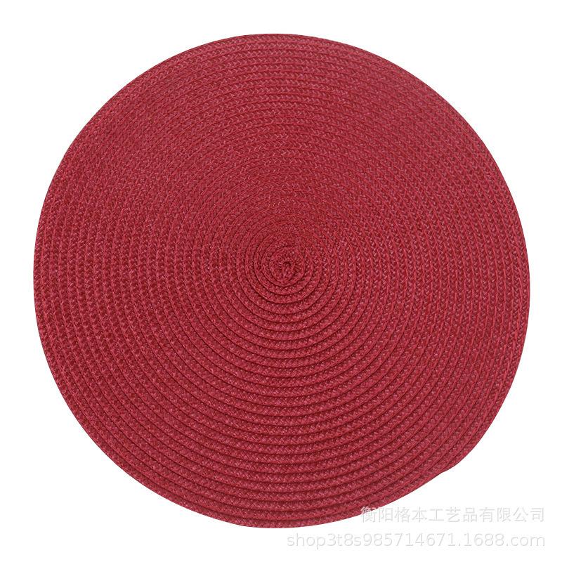 PP material woven placemat round heat insulation mat dining table western food non-slip mat nordic wind fruit plate coffee cup mat