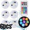 Diving LED Lights with Remote Control, 6 Mini RGBW Swimming Pool Lights, Waterproof Pond Tea Lights, Underwater Lights, Suitable for Vases