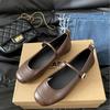 2025 spring new flat-soled single shoes women's round head light mouth one-word buckle Mary Jane shoes silver women's shoes