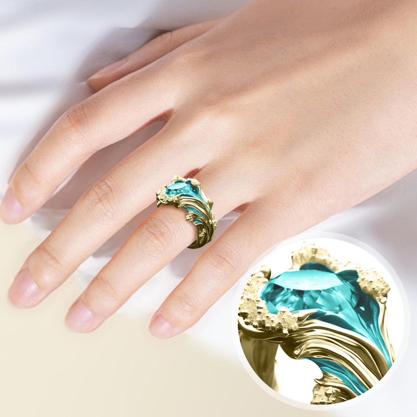 

Кольцо Heartbeat Of The Sea Wave, открытое кольцо, подарок на любовь, сюрприз, мужское и женское кольцо One Size