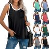Womens Tank Tops Summer Loose Fit Color Block Casual Sleeveless Tshirts Blouse