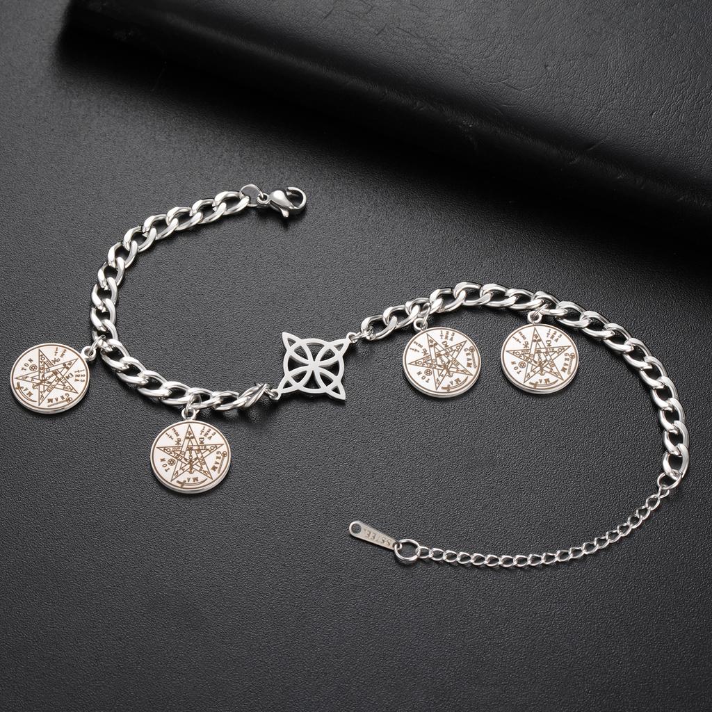 LIKGREAT Pentagram Bracelet Witch Knot Charm Gothic Witchy Y2K Jewelry for Women Stainless Steel Protection Amulet Party Gift