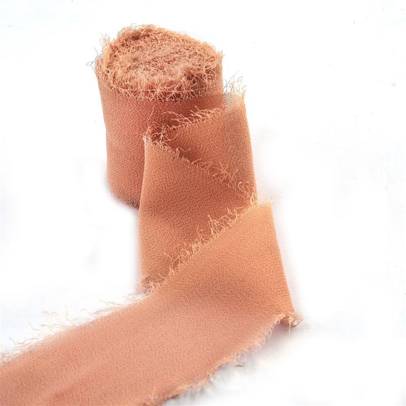 5M Handgefertigtes Ausgefranstes Satin Chiffon Seidenband Für Hochzeitseinladung Verpackung Sträuße Geburtstagsfeier Dekorationen Geschenke