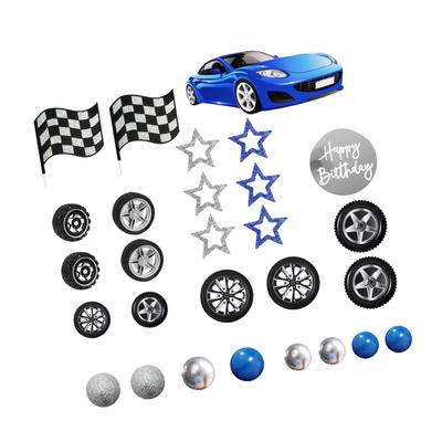 Závodní auto Dortové Toppery Dekorace Pěnový Plastový Míček Narozeninový Topper Set pro Kluka Dítě Party Dárek