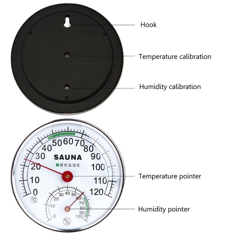 Stainless Steel Thermometer Hygrometer for Sauna Room Temperature Humidity Meter