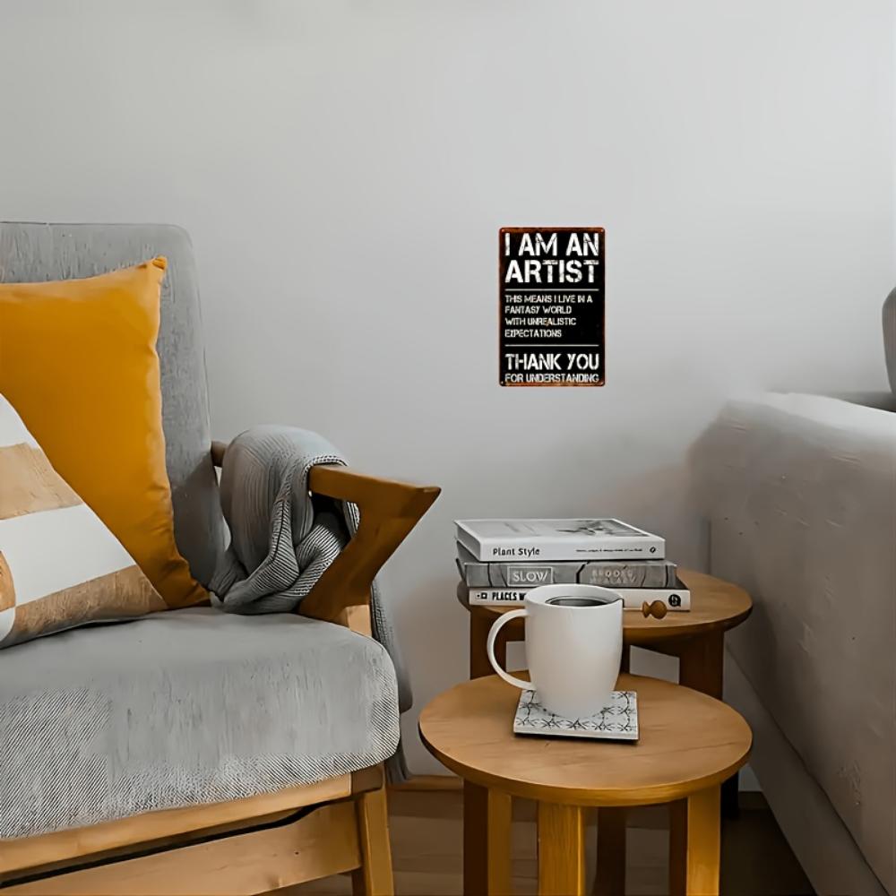 1 Piece Funny "Artist's Fantasy" Metal Sign Vintage, Humorous Decor for Office and Cafe, Easy to Hang Wall Decor