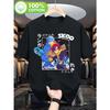 2026 New Year Mens Plus Size Anime Pattern Tshirt Heavy Cotton Skateboard Character Print Retro Harajuku Street Style Shirt