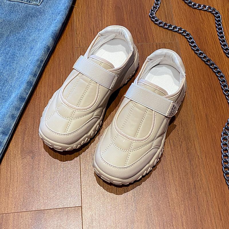 Thick-soled Velcro German Training Shoes Women's 2025 Autumn New Retro Student Sports Shoes Are Not Tired of Casual Little White Shoes
