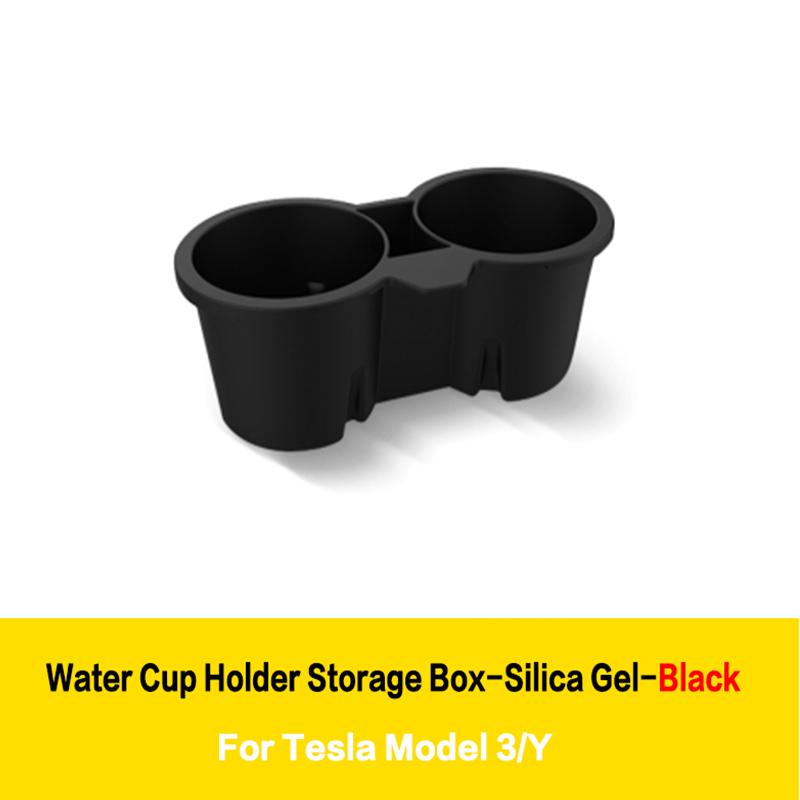 Car Central Control Crystal Box Silicone Water Cup Holder Storage Box For Tesla Model 3/Y 2021-2022 Auto Interior Accessories