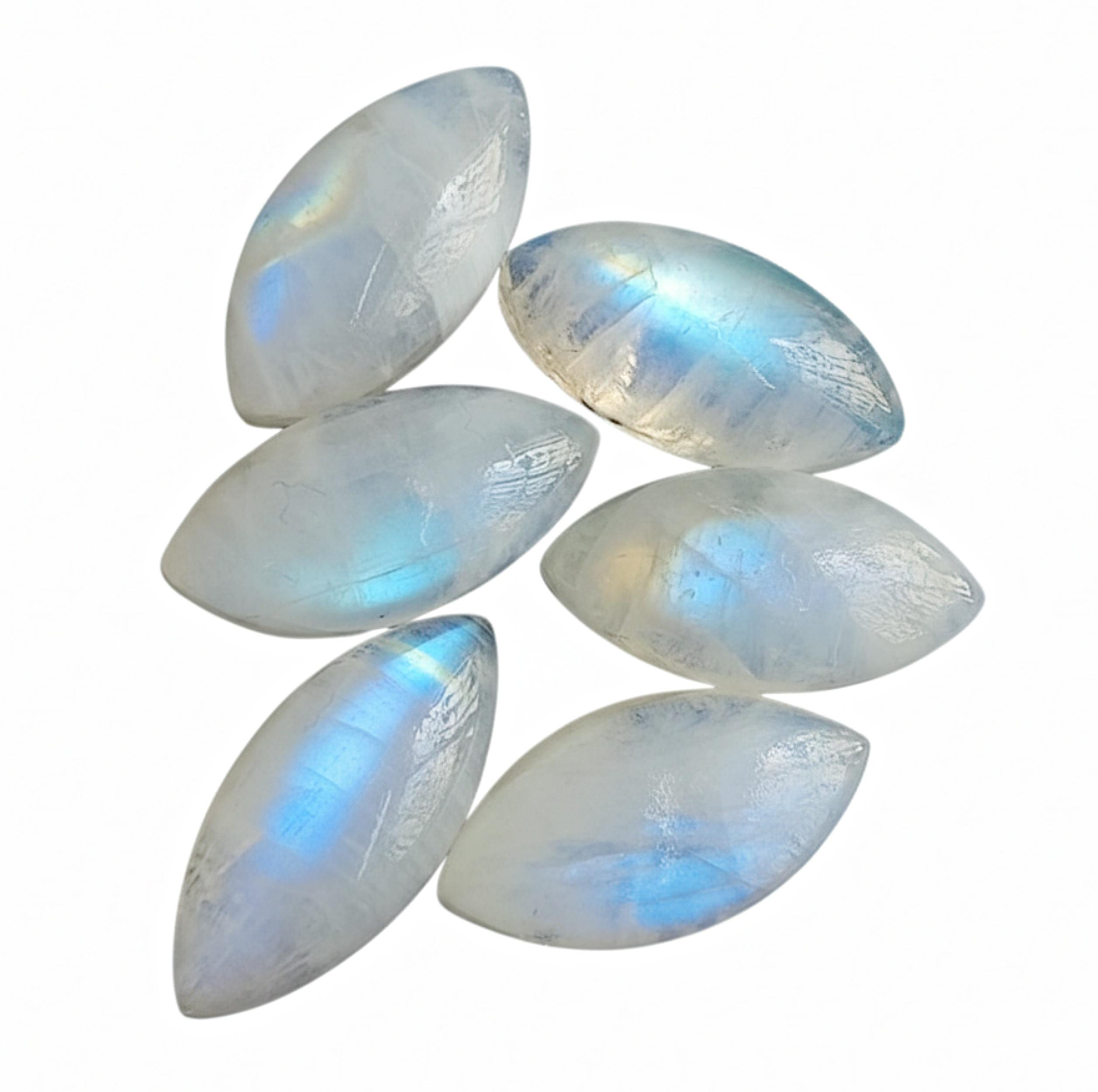 

Натуральні кабошони Маркіза з Райдужного Місячного Каменю - Кабошони Овальної Форми з Місячного Каменю Класу AAA 5x10mm білий