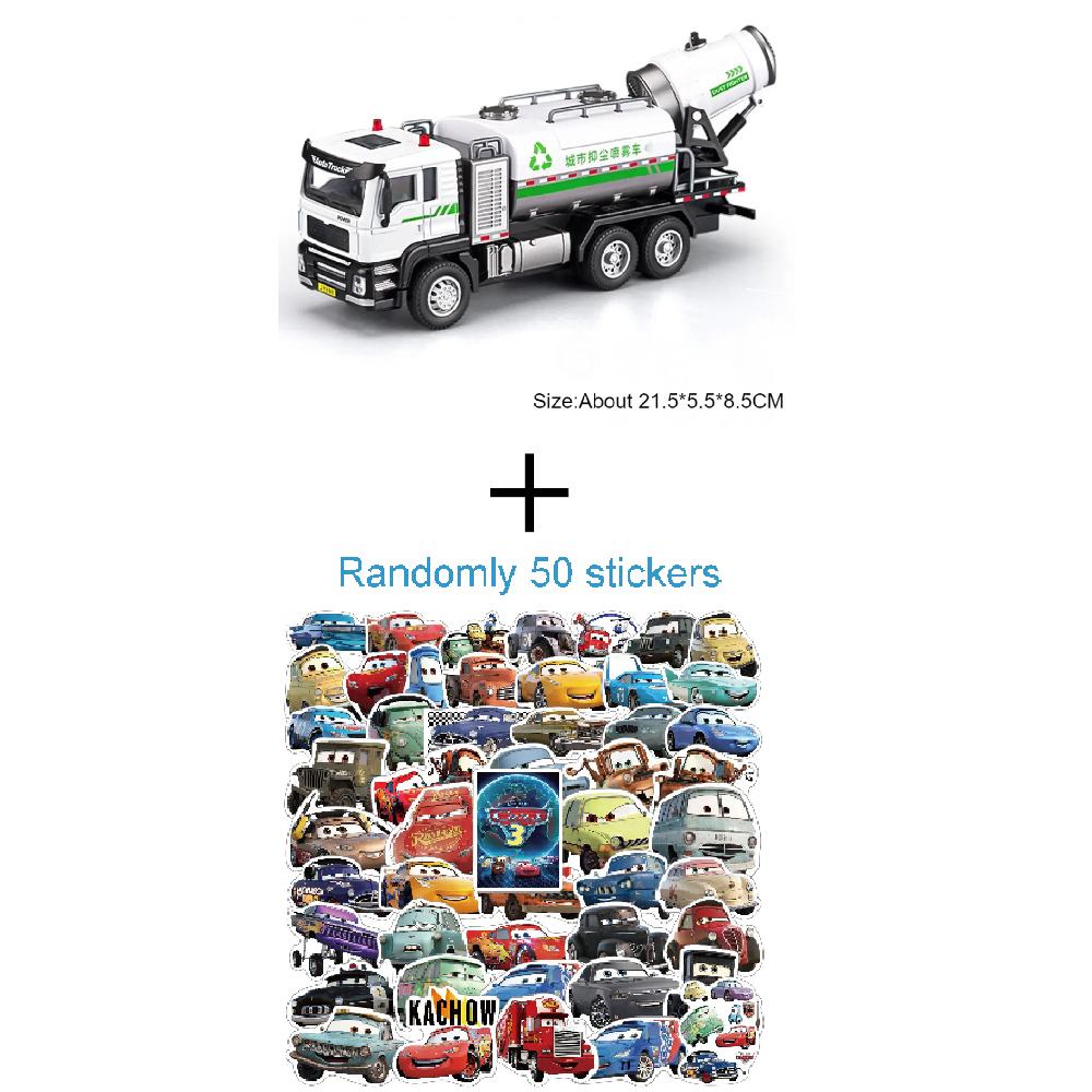 1:50 Dust Suppression Spray Sanitation Car Model Toy Alloy Die-cast Pull Back Light Sound Engineering Vehicle Children's Toys