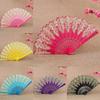 1PC Folding Fans Dance Party Show Chinese Style Cloth Printed Pattern Performance Props Art Craft Gift