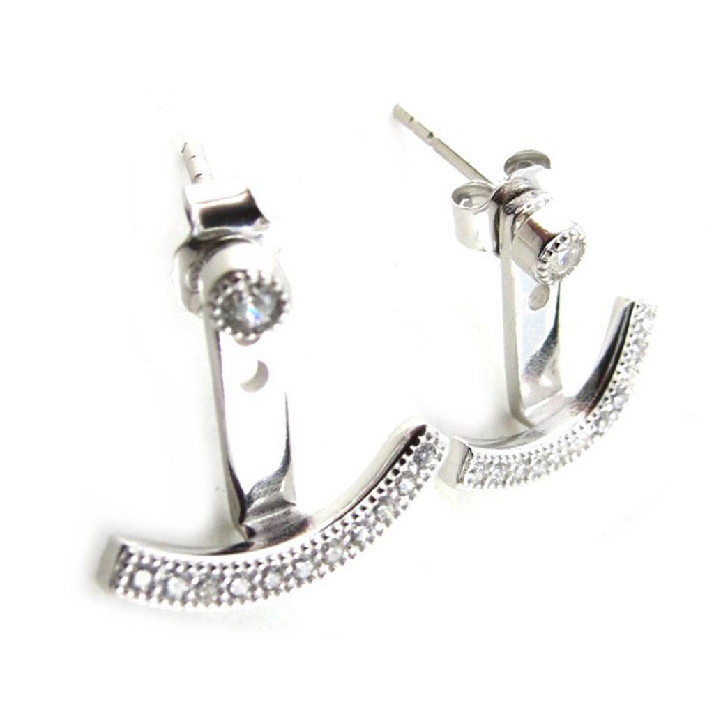 Les Trésors De Lily [N1799] - Boucles contours de lobes argent 'Sissi' blanc