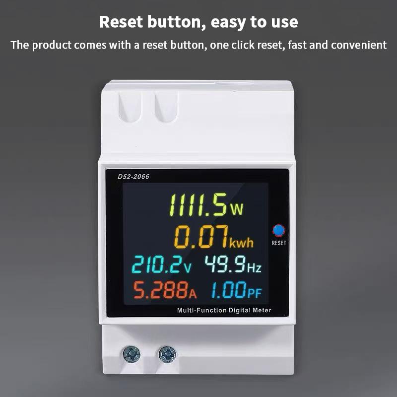 Monitor AC su Guida Din 6 in 1 110V 220V 380V 100A Tensione Corrente Fattore di Potenza Energia Elettrica Kwh Attiva Frequencimetro