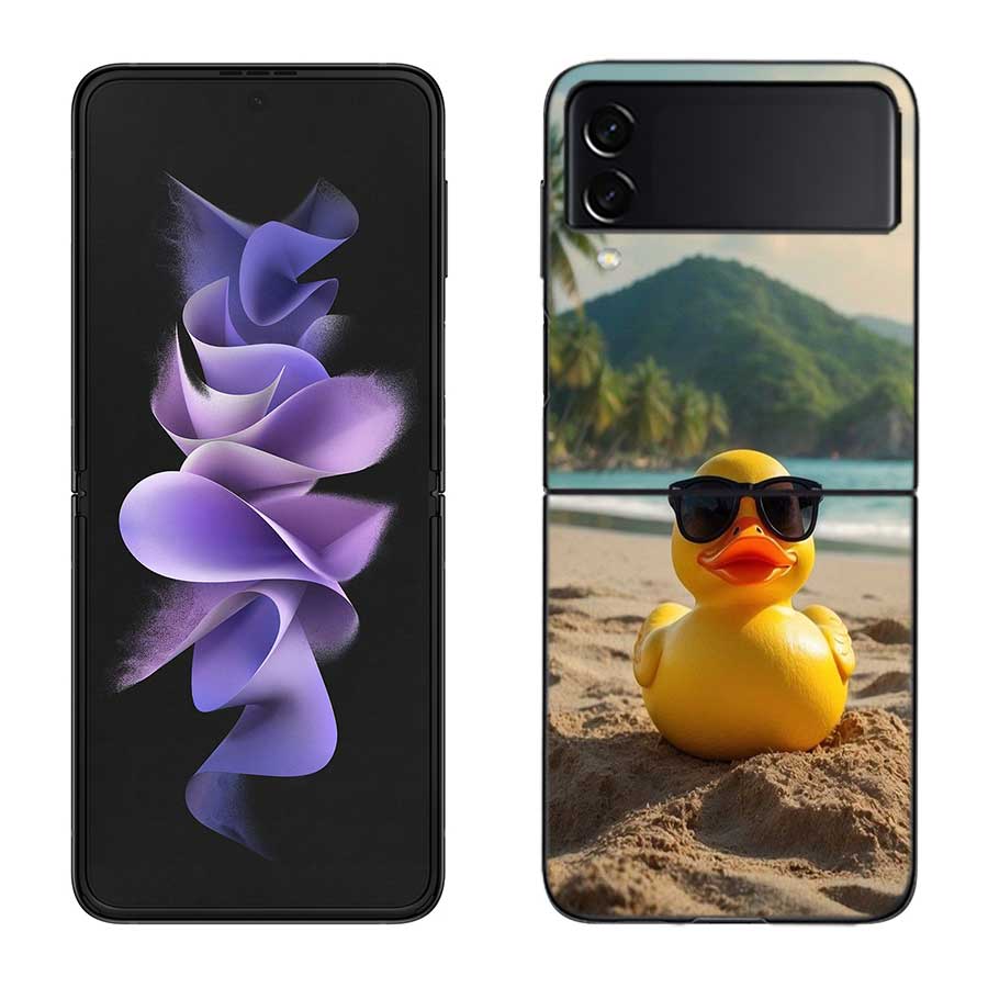 

Rubber Ducks Floating in the Swimming Pool Phone Case For Samsung Z Flip 7 6 5G Galaxy Z Flip 5 4 3 Black Hard Cell Cover Luxur Samsung Z Flip 6 5G