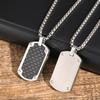 Vnox Mens Luxury Carbon Fiber Dogtag Necklaces,Black Military Dog Tags Pendant with Box Chain,Bold Geometric Collar Jewelry Gift