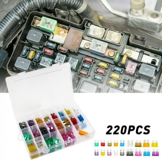 220Pc Blade Fuse Assortment Auto Car Truck Motorcycle FUSES Kit ATC ATO ATM