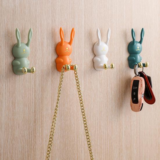 Cartoon Bunny Shape Toothbrush Holder Strong Load-bearing Easy To Install Wall-Mounted Hook Toothbrush Organizer Bathroom Decoration