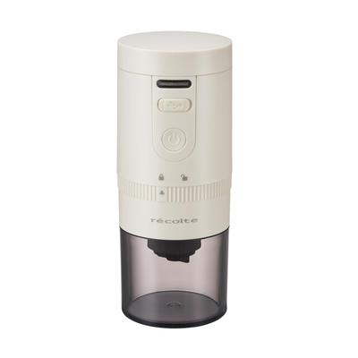 Recolte Cordless Coffee Grinder, Conical Burr Type, Adjustable Grind Size, USB Charging (Type C), Washable, Automatic Shut-off, White (RCM-3(W))