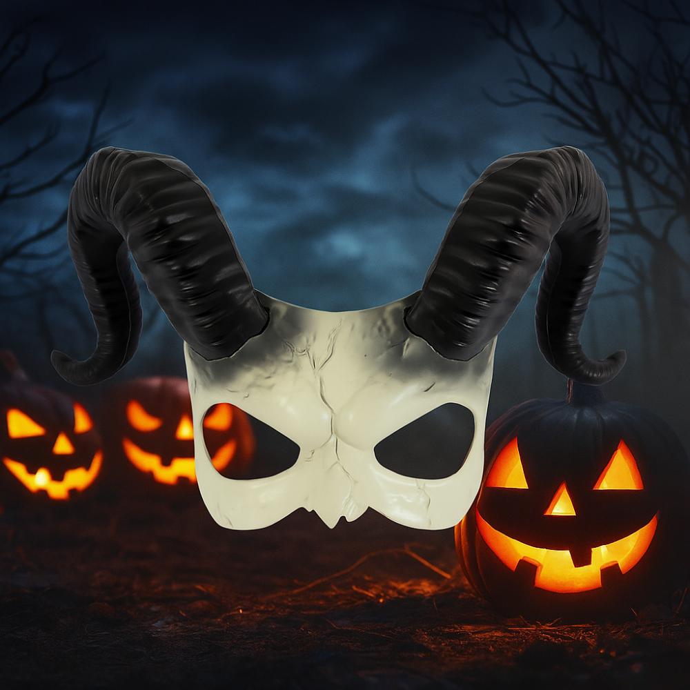 Animal Sheep Horn Mask Plastic Demon Mask Gothic Halloween Mask  Dress Up Party