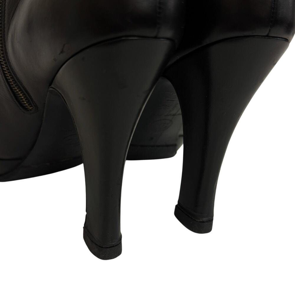 CHANEL short COCO Mark Matrasse leather boots black leather Used
