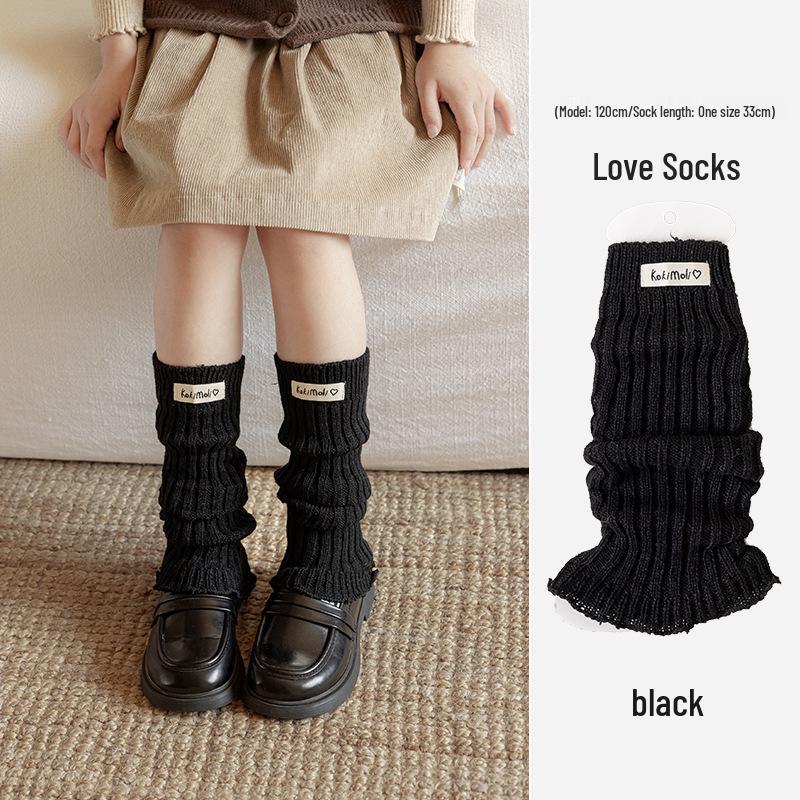 Girls' Ruffle Edge Knitted Leg Warmers - Thickened Scrunch Socks for Autumn & Winter