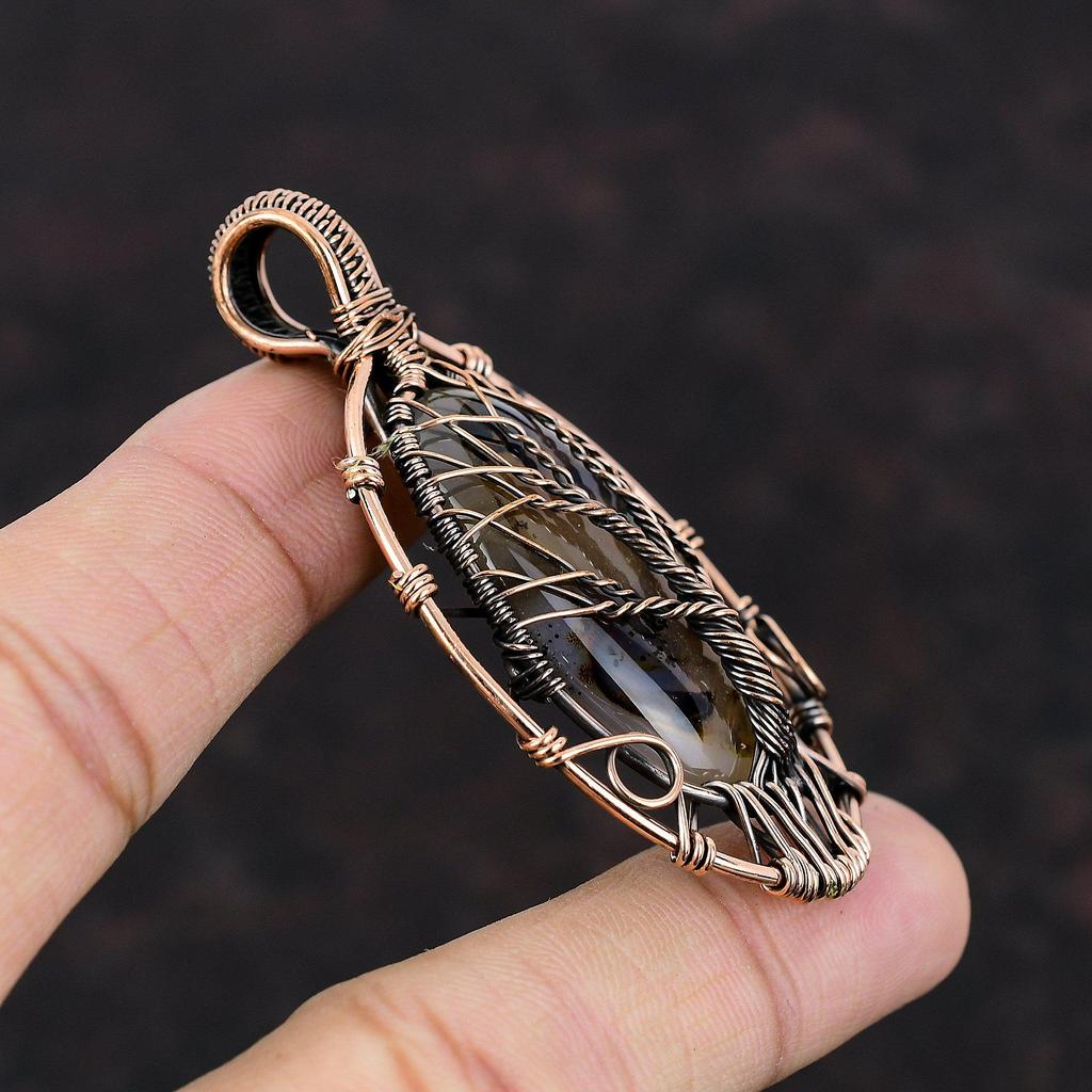 Tree Of Life Montana Agate Pendant Copper Wire Wrapped Pendant Handmade Gemstone Jewelry Unique Pendant Copper Wire Jewelry Anniversary Gift