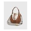 Cross-border Women's Bag 2024 New Brown One-shoulder Portable Bucket Retro Knitted Handbag Cross-body
