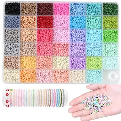 BetterJonny 3mm Glass Seed Beads, Round Seeds, 41 Colors, Approx. 10,250 Pieces/Box, DIY Accessory Kit Supplies for Crafts and Jewelry Making