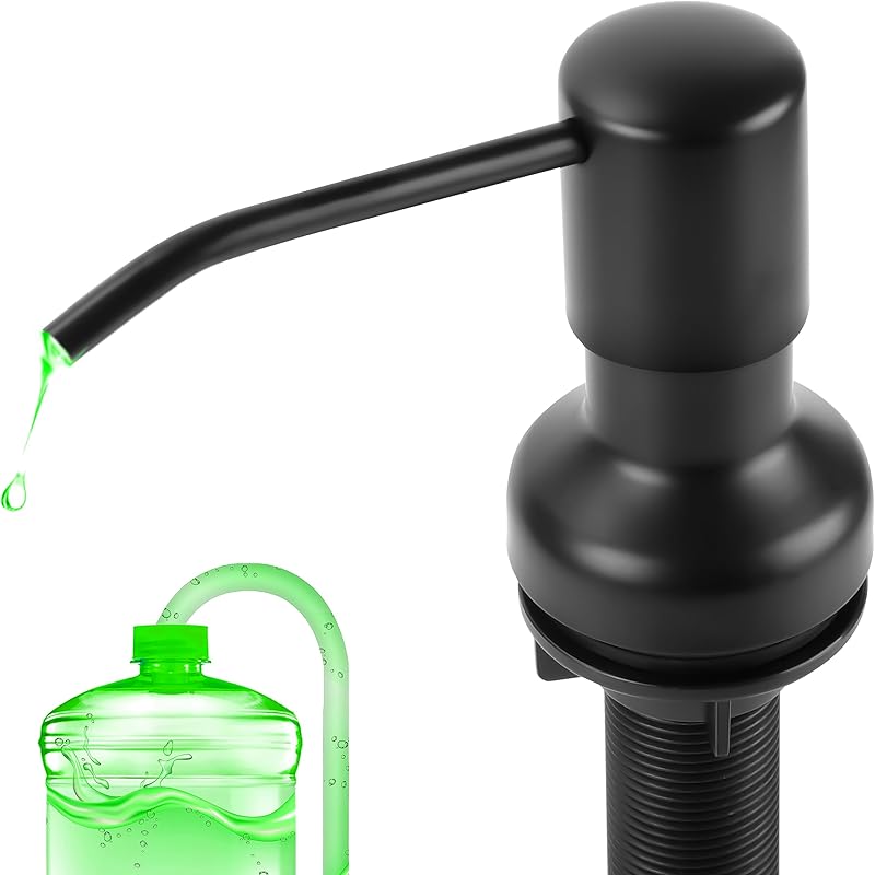 Soap Dispenser for Kitchen Sink, Sink Soap Dispenser with Longer Threaded Shaft Shank, 47" Extension Tube Connects Directly To Dish Soap Container,