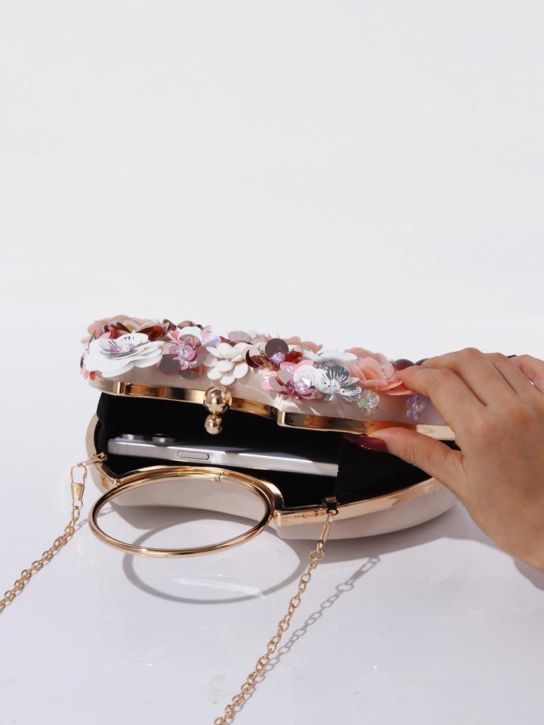 Handgefertigte Perlen-Blumen-Clutch für Hochzeiten und Partys