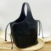 Johnature Genuine Leather Retro Bucket Bag Commuter Large Capacity Soft Cowhide Solid Color Women's Shoulder Bag